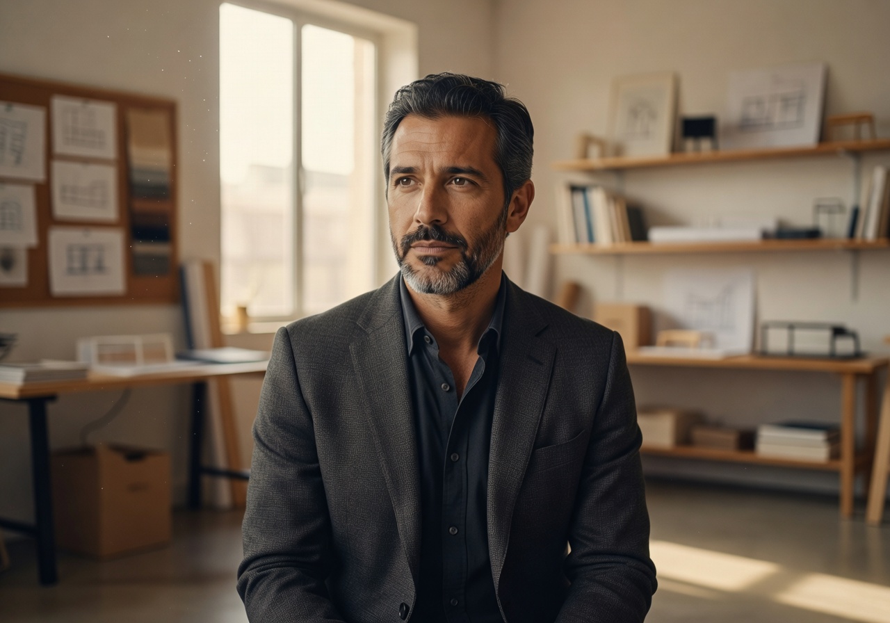 Portrait of Tomás Reyes, design partner, in soft afternoon light