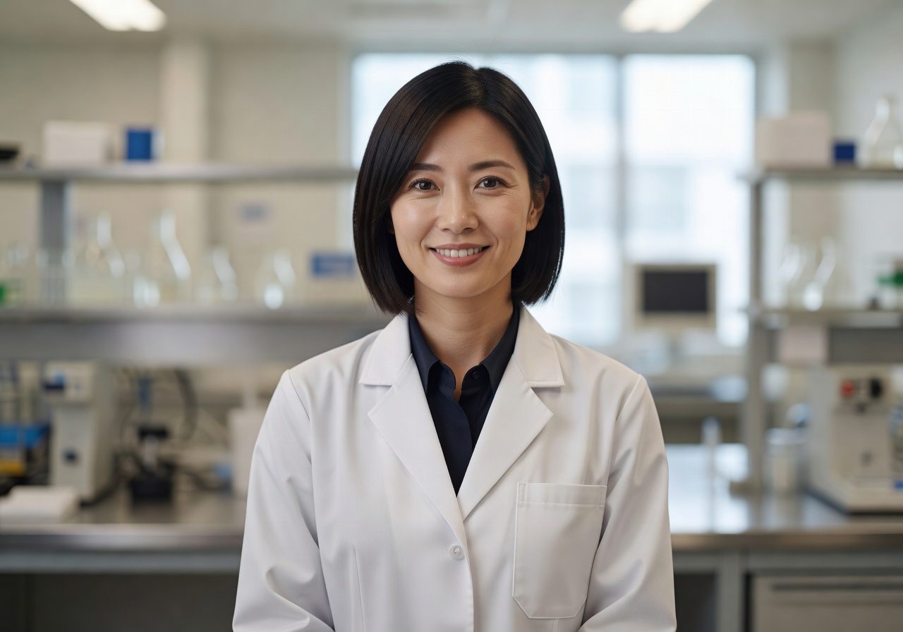 Portrait of Yuki Tanaka, experiments lead, smiling gently